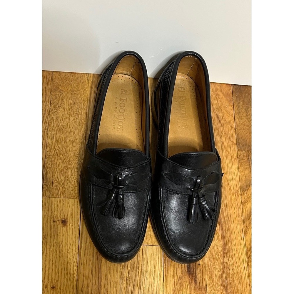 FootJoy Black Tassel Leather Loafers-Size 9 D Made In USA Mens - Picture 4 of 8